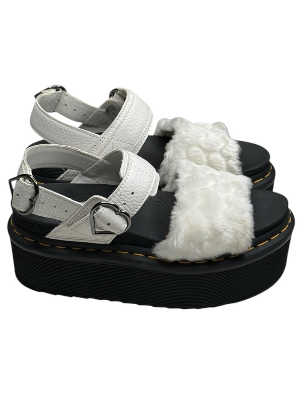 new Dr Martens ☁︎︎ Voss Fluffy Faux Fur Platform Sandal ☁︎︎ White Nappa ☁︎︎ 37 - Picture 3 of 17